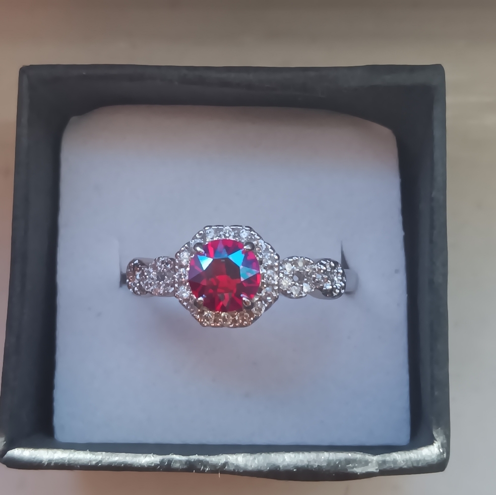 Beautiful Mystic Topaz CZ Diamond Ring (Size 10)